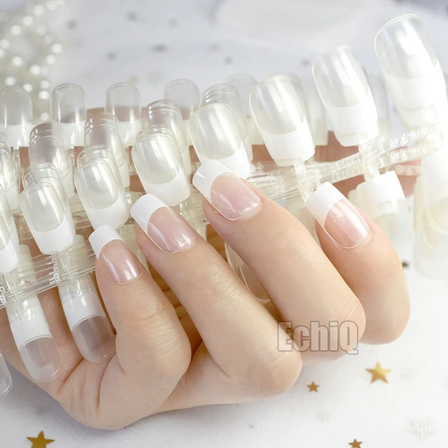 Wholesale 10 Kits Transparent French Nail Tips White Squoval Medium