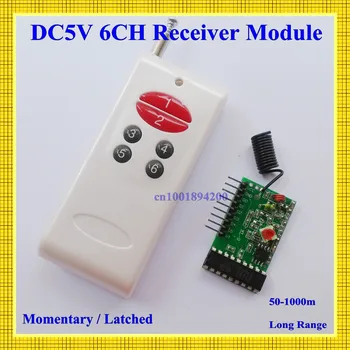 

6CH RF Receiver Module with Decoding + Transmitter1000M Wireless Remote Control System Momentary Latched TTL 6CH Signal Output