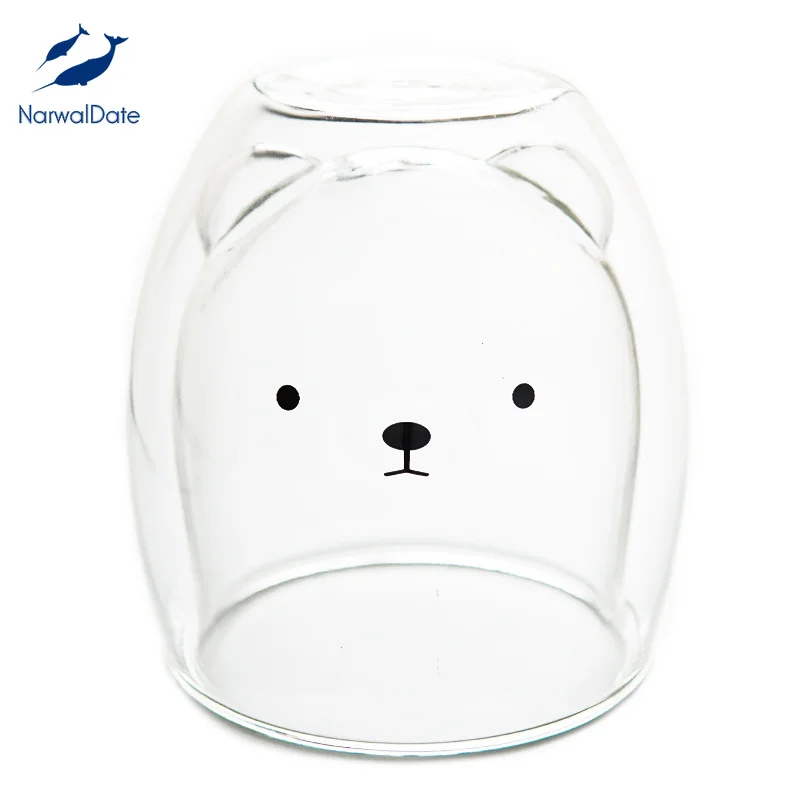 Double Wall Glass Cups and Mugs Coffee Cup Cute Animals Tumbler Handmade Cat Mug for Starbucks Line Kids Girls Drop Shipping