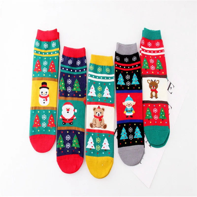 

2017 New Stylish Autumn Christmas Women Girl Socks Santa Gift Unisex Funny Warm Socks Korean Printing Sock
