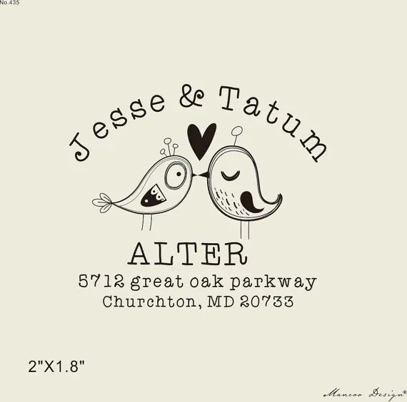 Self Inking Return Address Stamp Love Birds Custom Wedding Self Inking Return Address Stamp Love Birds Custom Wedding Calligraphy Personalized Gift 2x1 8 Inch