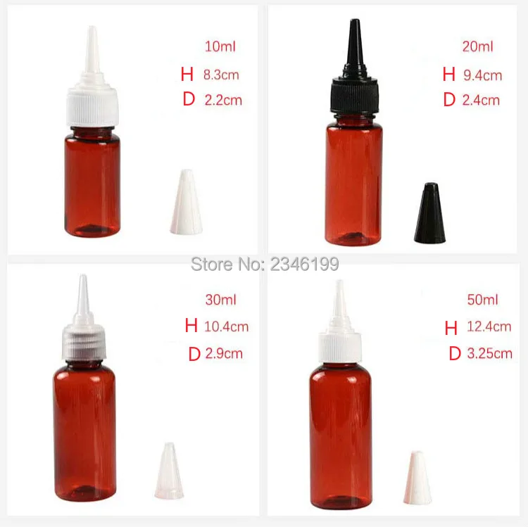 Empty Plastic Bottle 50 20ml Empty Cosmetic Container Black Cover Plastic Bottle Transparent Brown Tip Cap Plastic Bottle (3)