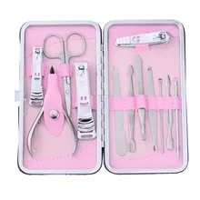 12 PCS/set Nail Art Manicure Tools Set Nails Clipper Scissors Tweezer Knife Manicure Sets Stone Pattern Case For Nail Manicure