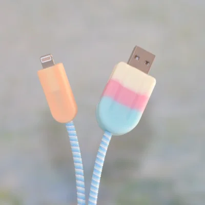 Хороший подарок милый мультфильм USB кабель наушников протектор набор с намотки кабеля Наклейки шнур спираль протектор для iphone 5 6 6s 7 plus - Цвет: 1