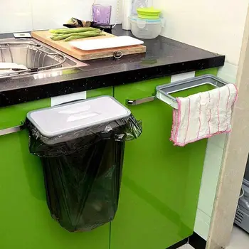 

New Plastic Solid Hanging Kitchen Trash Rack Cabinet Cupboard Door Back Stand Trash Rack Style Storage Garbage Bags Trash Holder