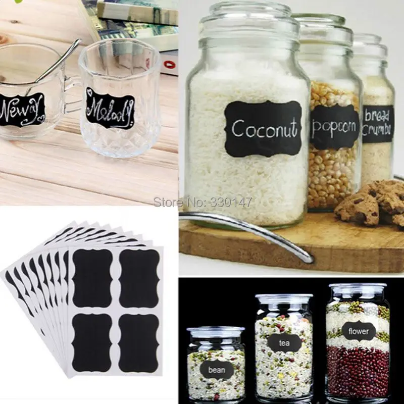 

60 Pieces / lot Chalkboard Kitchen Jam Jar Label Fancy Labels Stickers. 5cm x 3.5cm Home Decoration Black Board