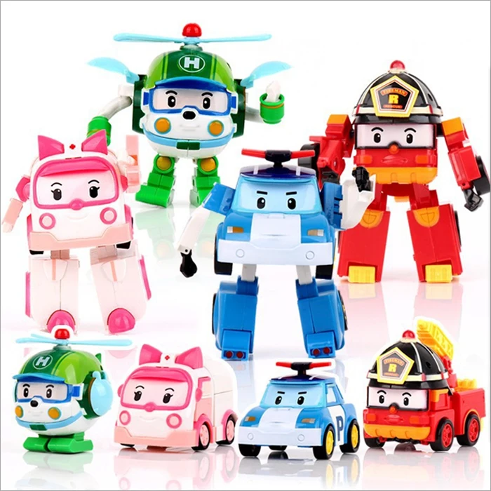 

4PCS/SET Baby Toys Anime transformation robot Toys Best Gift For Kids Car Toys