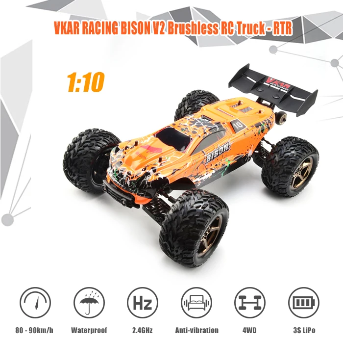 VKAR Bison 1:10 масштаб водонепроницаемый 4WD внедорожный Высокоскоростной Электронный пульт дистанционного управления Monster Truck RC гоночные автомобили 90 км/ч