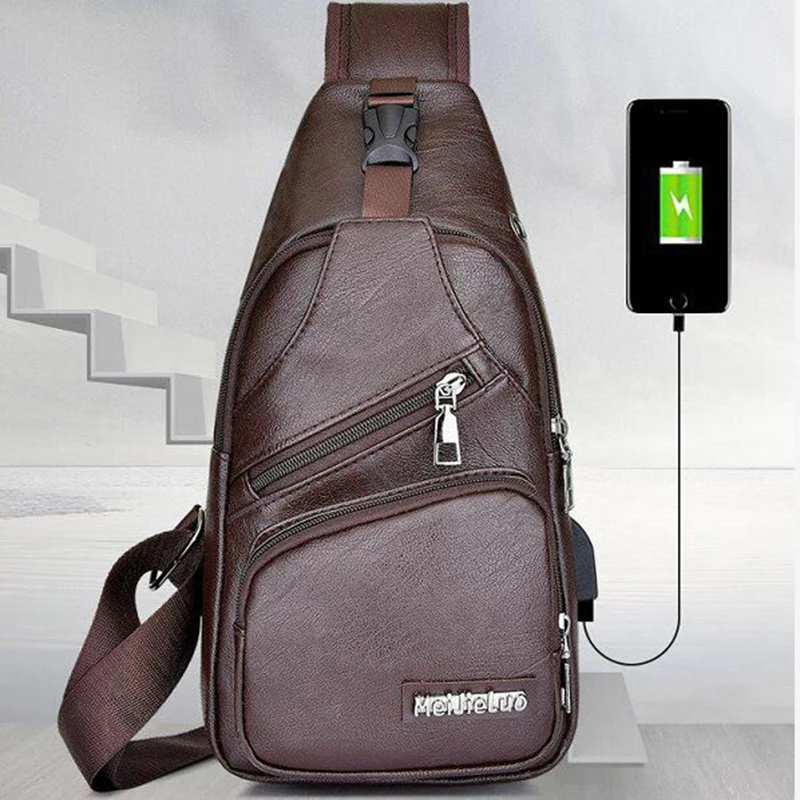 

Men Travel Bag Men's USB Charging Bag Men's Chest Bag Cross-Border For Custom PU PVC Shoulder Bag Diagonal Package Messenger