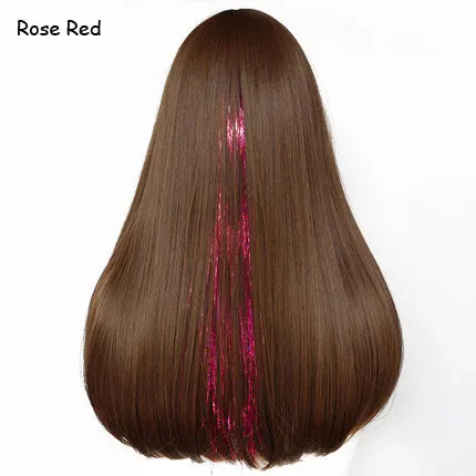 1 шт., накладные волосы, заколки для наращивания, блестящие волосы, аксессуары для укладки волос, блеск, голографический блеск - Цвет: Rose red
