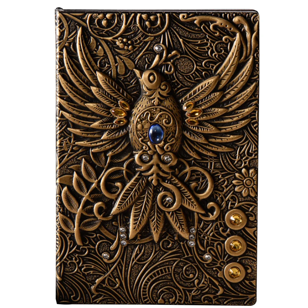 

Diary Phoenix PU Cover Hardcover Handcraft School Retro Journal Notebook Writing Pads Travel Home Gift Embossed