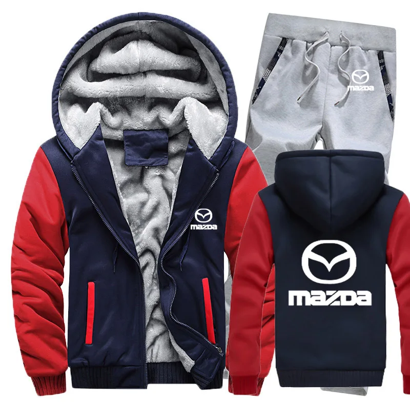 Толстовки мужские для автомобилей Mazda Логотип мужские s толстовки костюм зимний толстый теплый флис хлопок спортивный костюм на молнии мужские s куртка+ брюки комплекты из 2 предметов