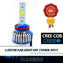 2x H9 High Power 48W 7200LM/Set LED COB Car Auto Headlight Headlamp lights 6000K Bright White Just Plug&Play W/ Fans