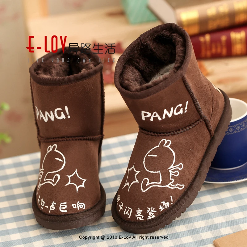 ФОТО E-LOV Handsome rabbit pang printing shoes superstar winter boots chlidren winter shoes botas warm hand-painted high wedges boots