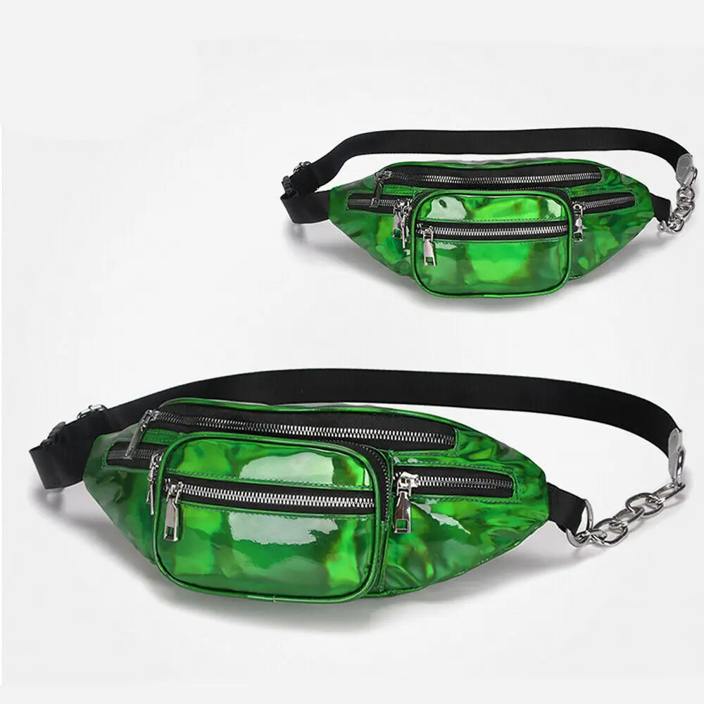 

Women Men Fashion Holographic Waist Fanny Pack Laser Clear Transparent PVC Belt Zipper Waist Hip Bag Travel Chest Bag