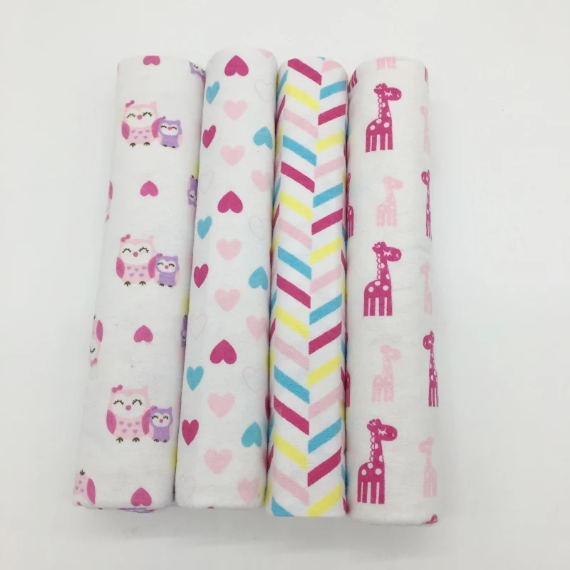 Cotton Baby Blanket 4pcs/Lot Flannel Quilt Receiving Newborn 100x76cm