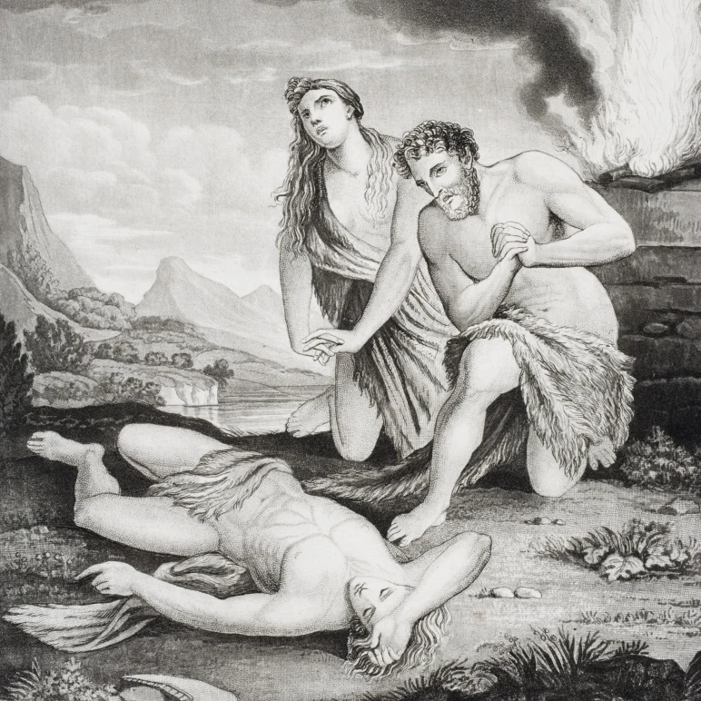 Abel Murdered By His Brother Cain 19Th Century Print After Artist Vander Werf Poster Print (12 x 16)
