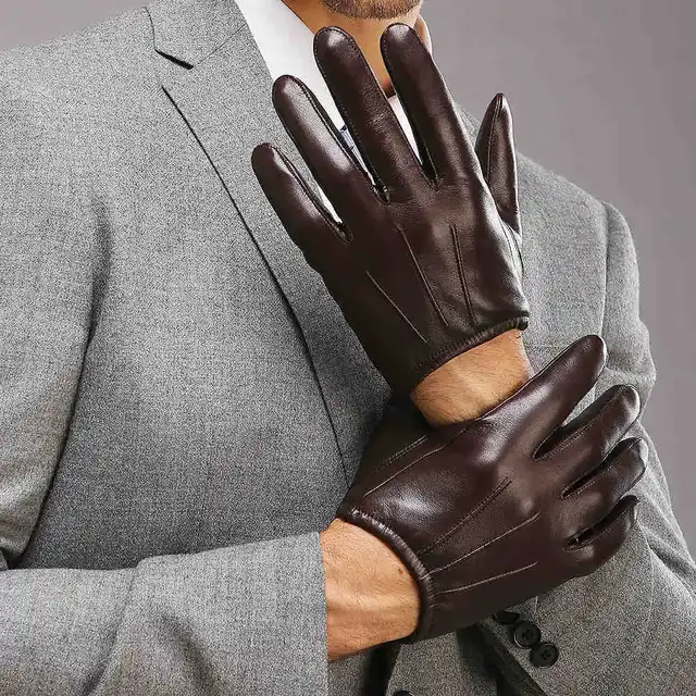 2018 Top Fashion Men Genuine Leather Gloves Wrist Sheepskin Glove 2018 Top Fashion Men Genuine Leather Gloves Wrist Sheepskin Glove For Man Thin Winter Driving Five