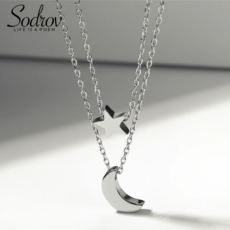 SODROV подвеска Звезда Луна ожерелье 925 серебро женские ювелирные изделия HN022 персонализированные