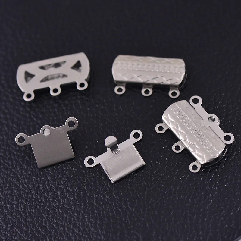 8*20mm Stainless Steel Insert Clasps 3 Strands Box Rectangle Clasps End