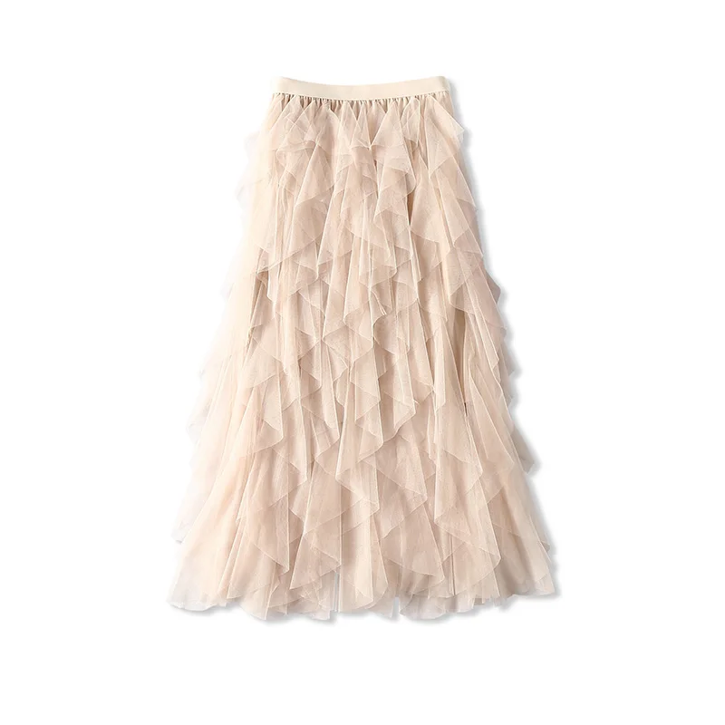Женская длинная юбка, Женская юбка кекс, модная плиссированная длинная юбка до середины икры с эластичной резинкой на талии, новинка весны, розовый, зеленый