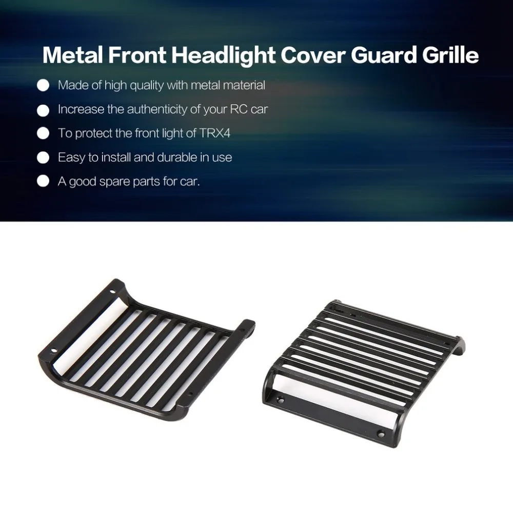 

2pcs Metal Front Lamp Light Guards Headlight Cover Guard Grille Protector for 1/10 RC Crawler Climbing Car Model TRX-4