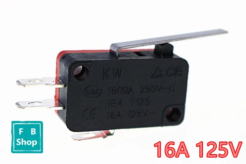 10 шт. микропереключатель с длинной ручкой 15/5 А 250 В 16 125 в черный +