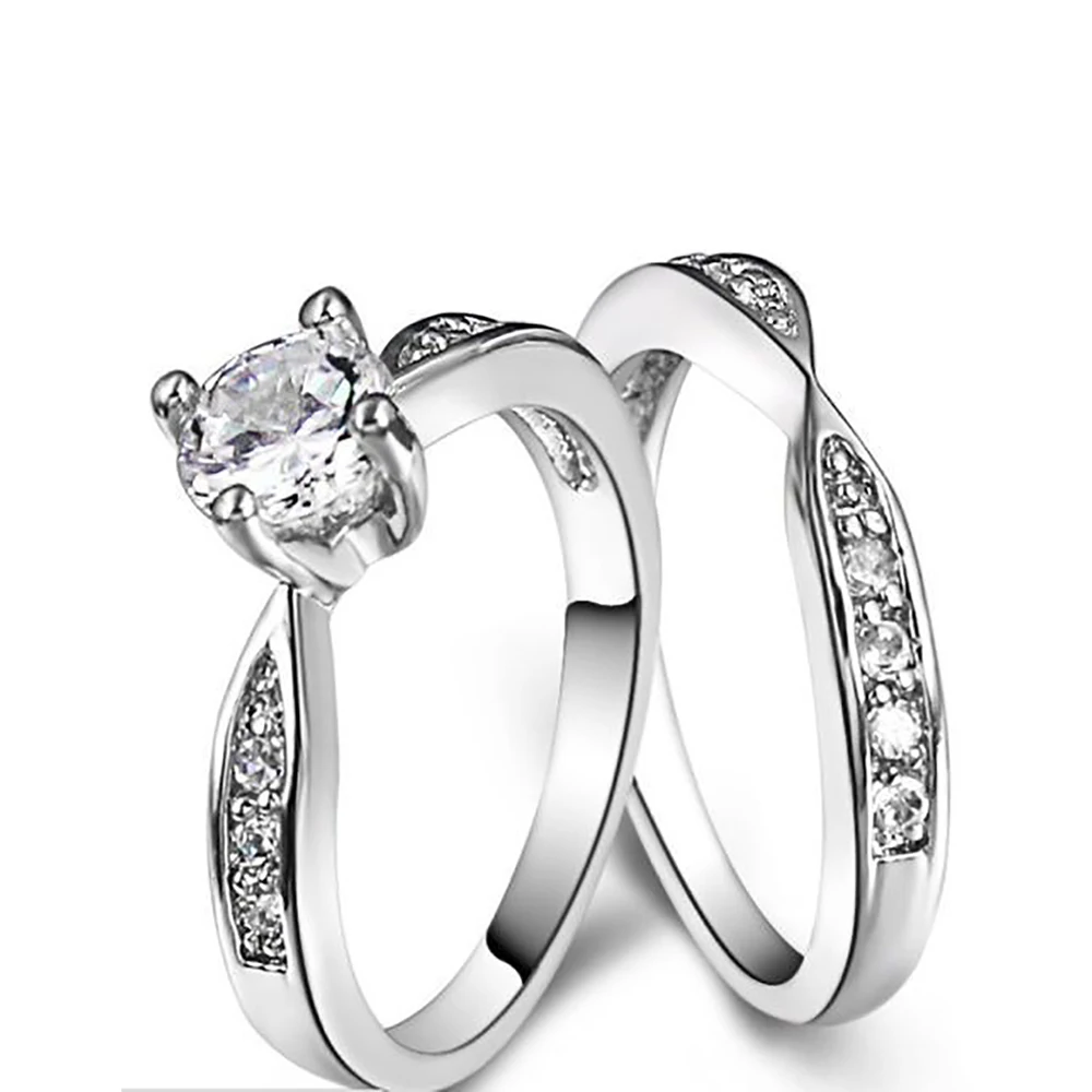 Fatpig filled two in one Rings Inlaid Ring Party Wedding Band For Women