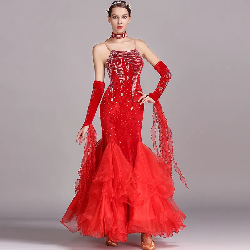 5 colors Ballroom Dance Dresses Women New Sexy Backless Standard Waltz Dancing Costume Adult Black Ballroom Competition Dresses