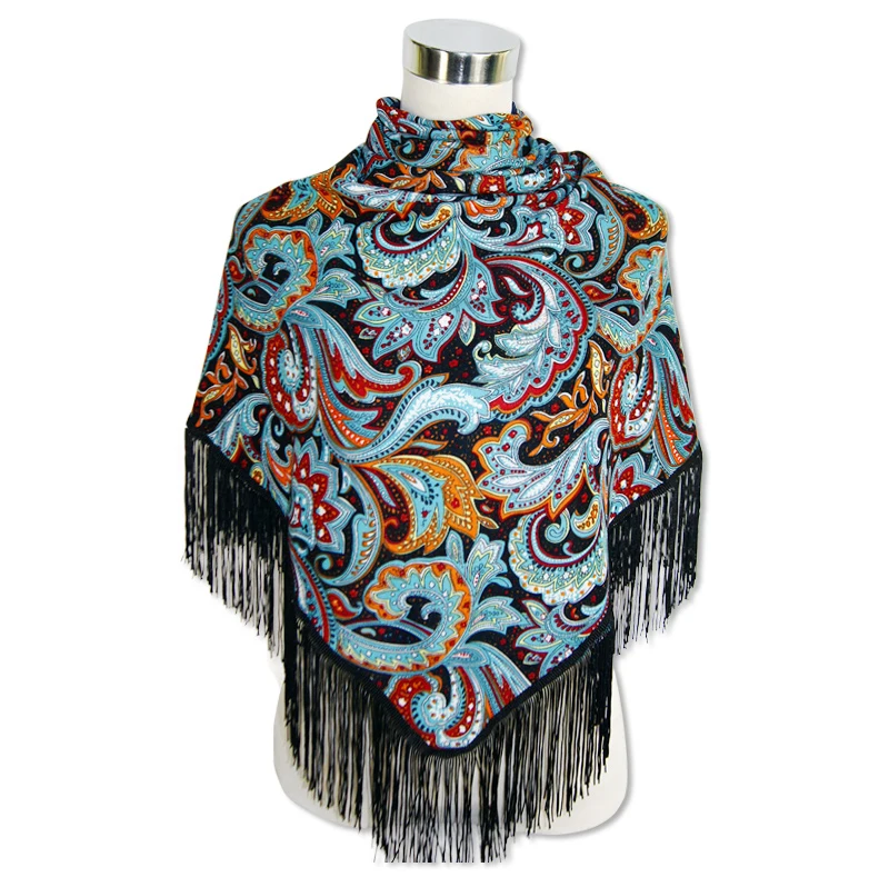 franjas xale flores bandanas hijab algodão echarpe