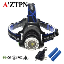Светодиодный налобный фонарь 3800 люмен T6, 3 режима, масштабируемая лампа, водонепроницаемый налобный фонарь, налобный фонарь, налобный фонарь с 18650+ зарядное устройство