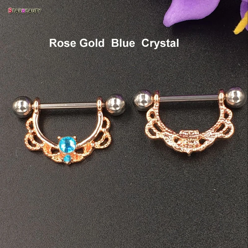 Rose Gold Blue Crystal