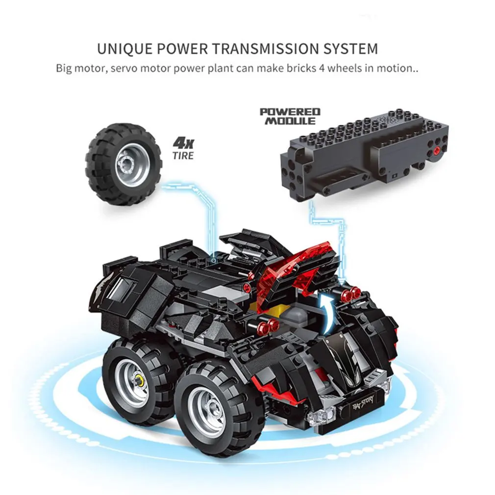 Дети 2,4 г 4 H usb зарядка строительный блок DIY электрические Супергерои App-Controlled Batmobile Building Kit Радиоуправляемая машина для мальчиков