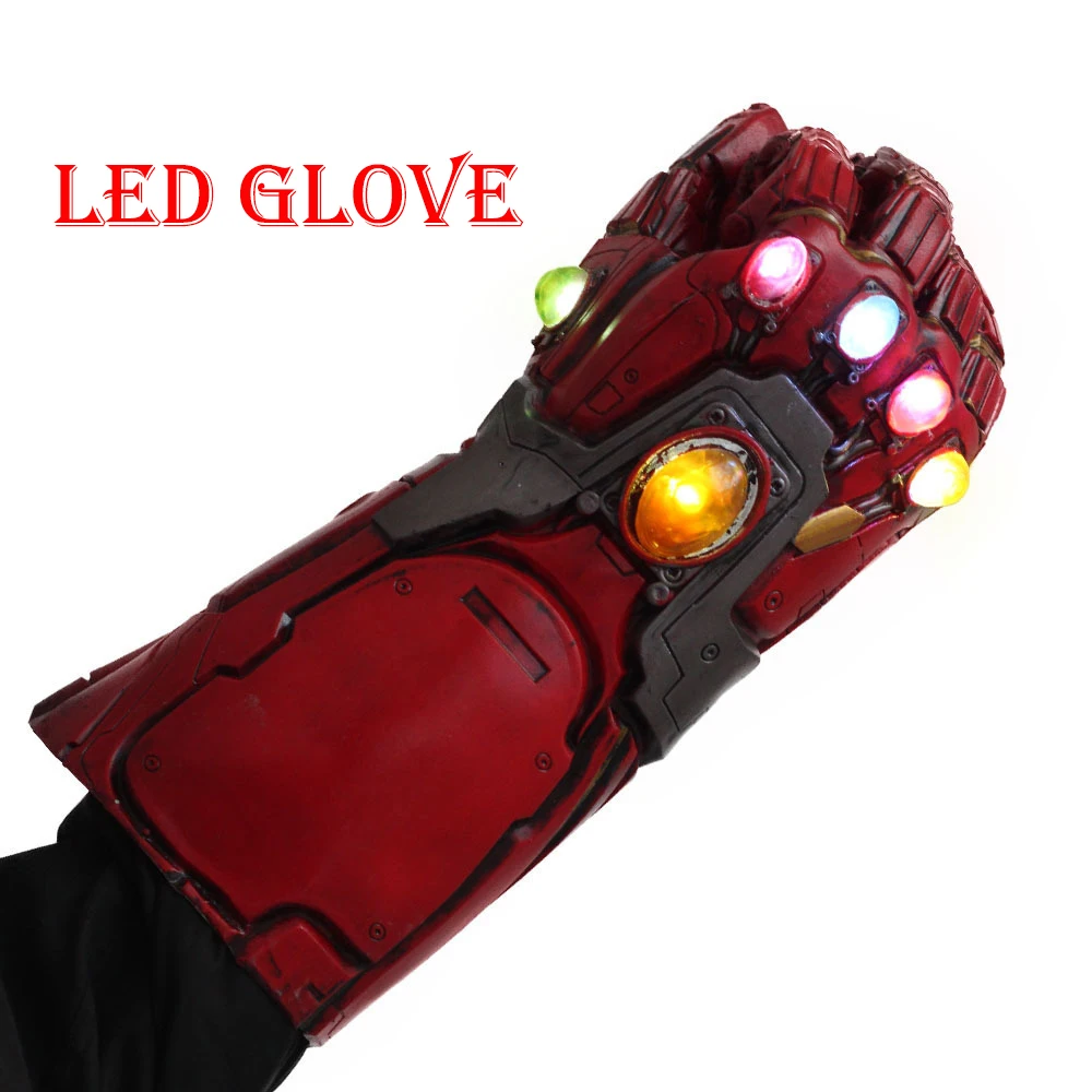 Endgame Железный человек танос Led Infinity Gauntlet костюмы для косплея Бесконечность камни Led перчатка с крагами я Железный человек - Цвет: Red Led Gauntlet