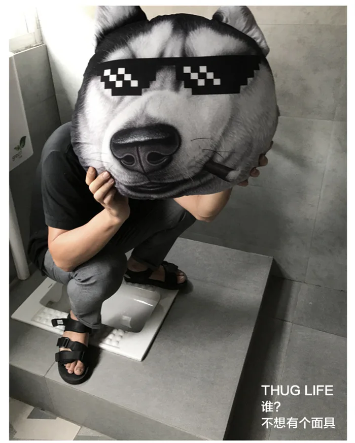 55*55 см 3D Собака Хаски напечатаны подушки спальник, кроватка для собаки плюшевая подушка с подушкой ядро креативное украшение дома GYH