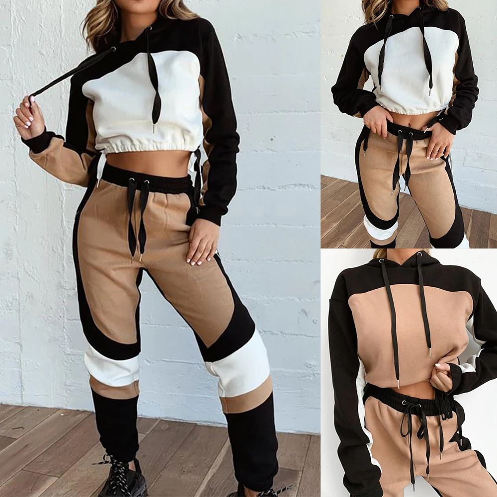 New Autumn Tracksuit Set Women Long Sleeve Hooded Sweatshirts&Sweatpants Two Piece Set Casual matching sets Streetwear