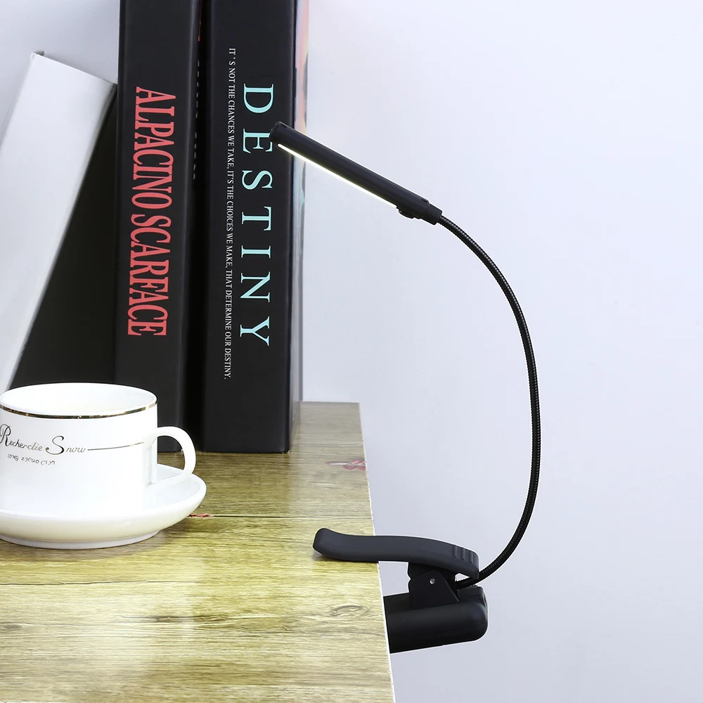 Диммируемая Светодиодная настольная лампа для чтения книг с двумя ручками, гибкий зажим для книги, USB AAA, питание от батареи для студенческого общежития, Настольный светильник