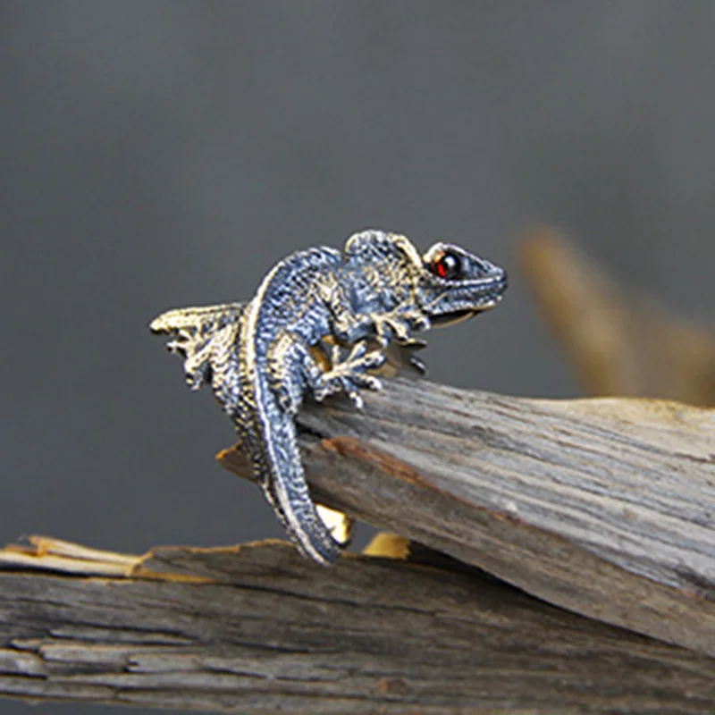 Регулируемое кольцо ящерицы кабрит геккон Хамелеон Анол ювелирные изделия Бесплатный размер идея подарка