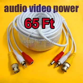 

20M white 65 Feet Video Audio Power Extension CCTV Security Camera Cable