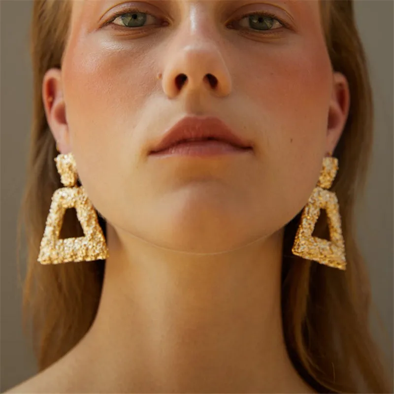

NEWBUY Luxury Gold Color Exaggerated Irregular Geometric Drop Earrings For Women Girl Statement Party Jewelry Accessories