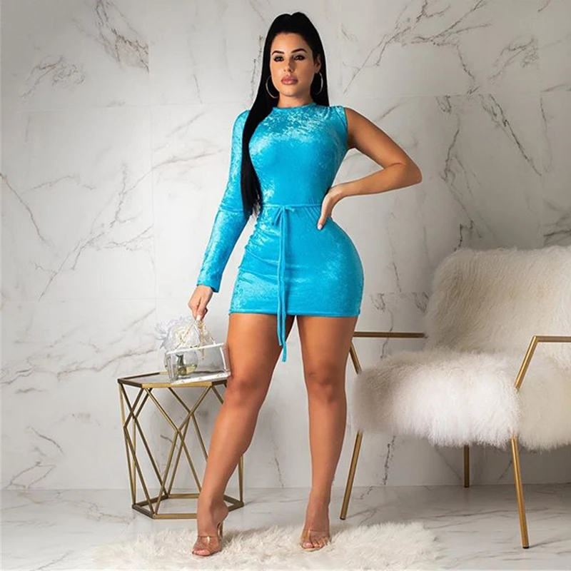 

XLLAIS 2019 summer women mini dress Tie Up elegant party dresses vestidos sexy blue Bodycon Stretch Vestidos Dropshipping
