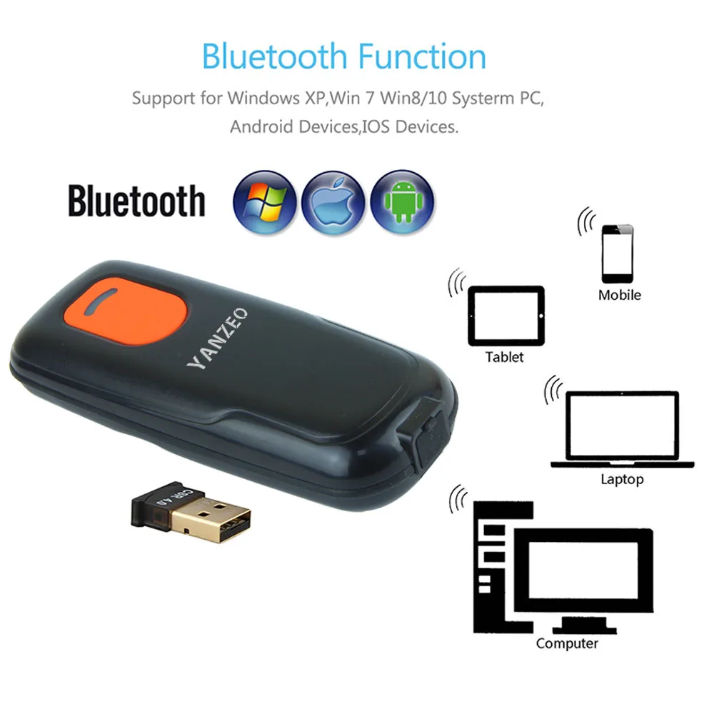 Yanzeo 1D/2D USB проводной Bluetooth беспроводной считыватель QR считыватель штрих-кода PDF417 IOS Android IPAD ручной 2,4G сканер штрих-кода