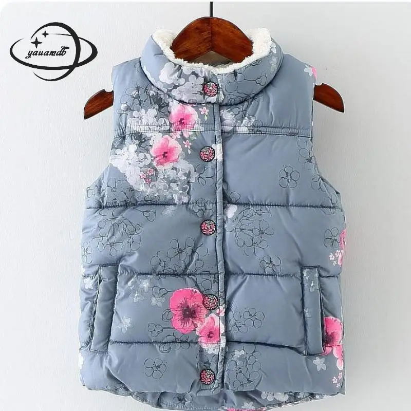 

YAUAMDB kids cardigan vests 2018 spring autumn 4-11Y polyester Waistcoats clothing O-neck floral casual children clothes zy33