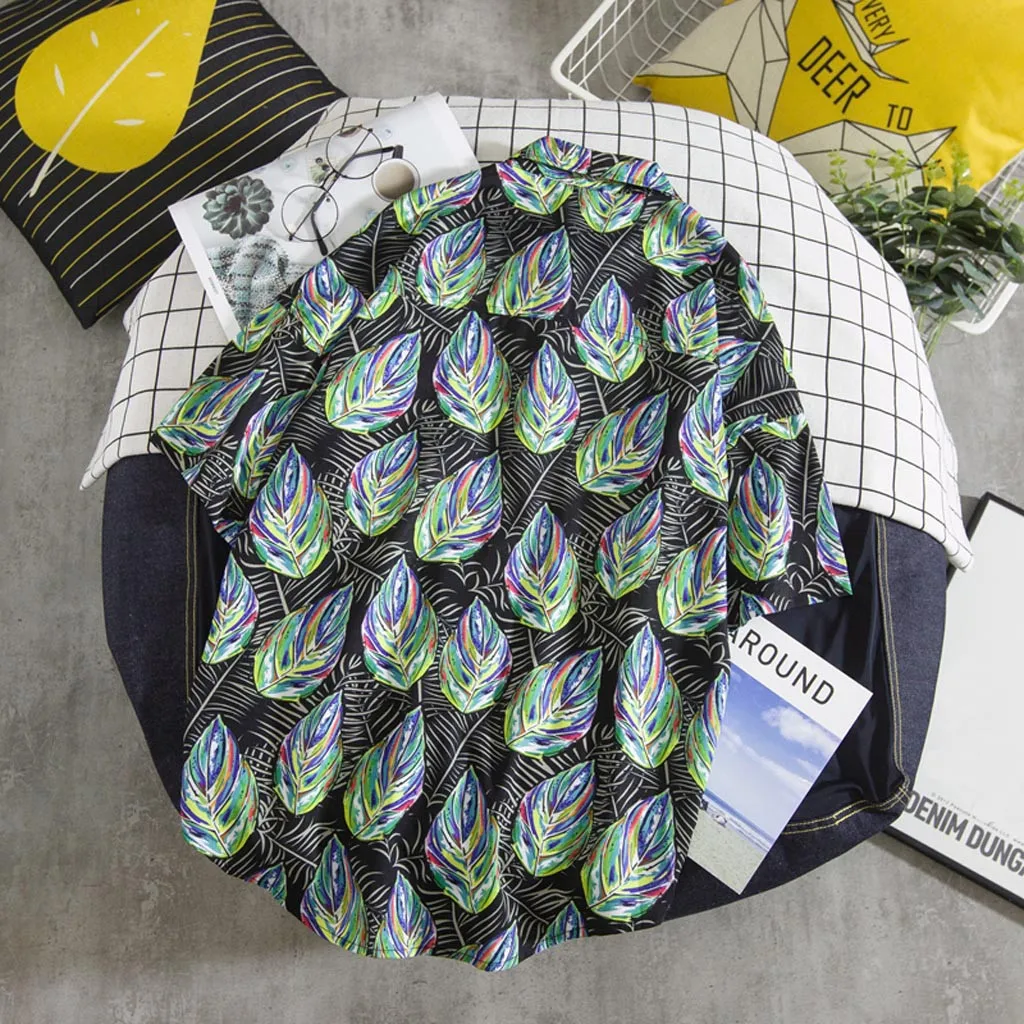 Мужские летние новые модные рубашки baju pria с коротким рукавом, Пляжная рубашка, топы, Свободная Повседневная блузка, мужская рубашка с коротким рукавом