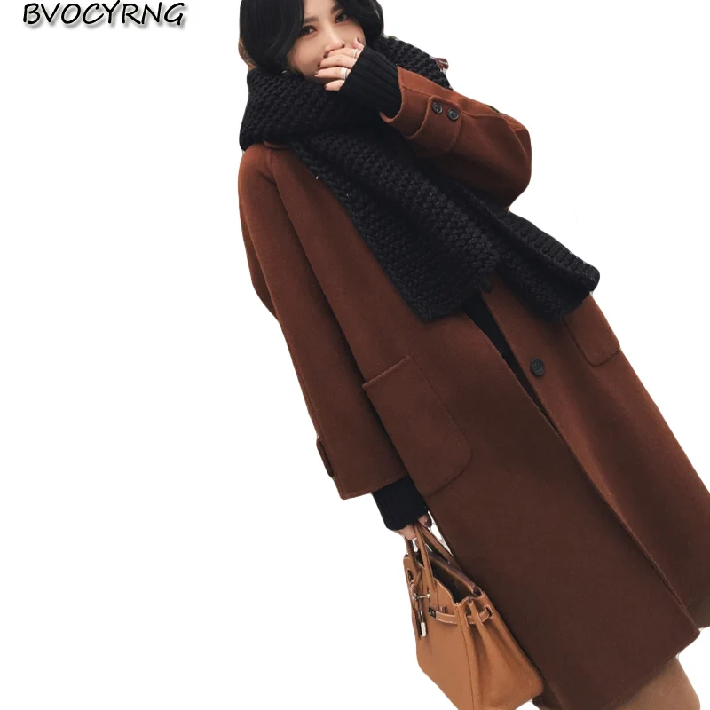 

2017 Fashion Autumn Winter Woman Cashmere Coat Long Wool Jacket Female Plus Size Winter Coat Loose Women Wool Parka Q948
