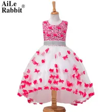 AiLe Rabbit/ платье для девочек; платье принцессы с бабочками; платье без рукавов для дня рождения; подарок на свадьбу; красивое платье с цветочным узором для девочек