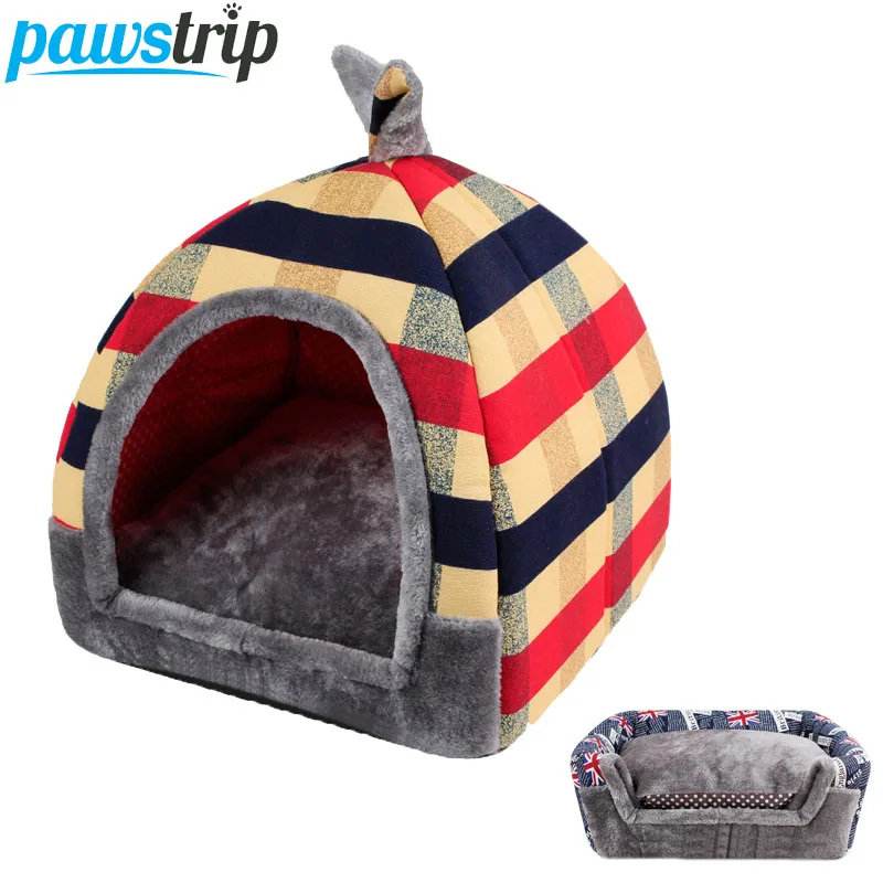 Pawstrip с рисунком флага, домик для маленьких собак, зимняя теплая кровать для кошек, складная кровать для щенков, для чихуахуа, S/M/L