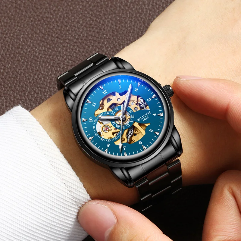 

Wlisth man Mechanical automatic casual business stainless steel belt waterproof male fashion student luminous clock wrist watch