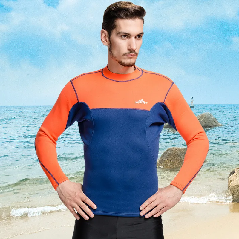 

2019 Winter Warm 2MM Neoprene Long Sleeve Swimming Diving T-shirts and Tops Wholesale Retail Surfing Plus Size Wetsuit Men's