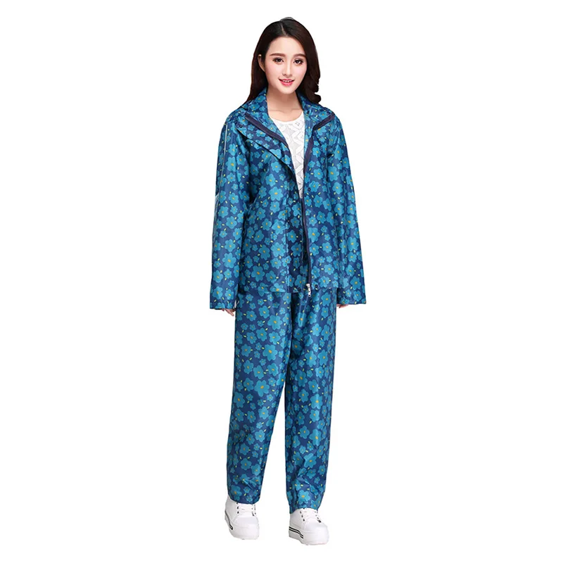 

Freesmily Womens Mens Polyester Fiber Waterproof Raincoat Rain Pants Suit Rain Jacket Pants Set With Hood